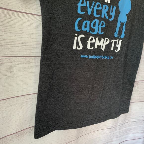Bailing Out Benji Charcoal Gray Graphic T Shirt UNTIL EVERY CAGE IS EMPTY Size M - Picture 13 of 15